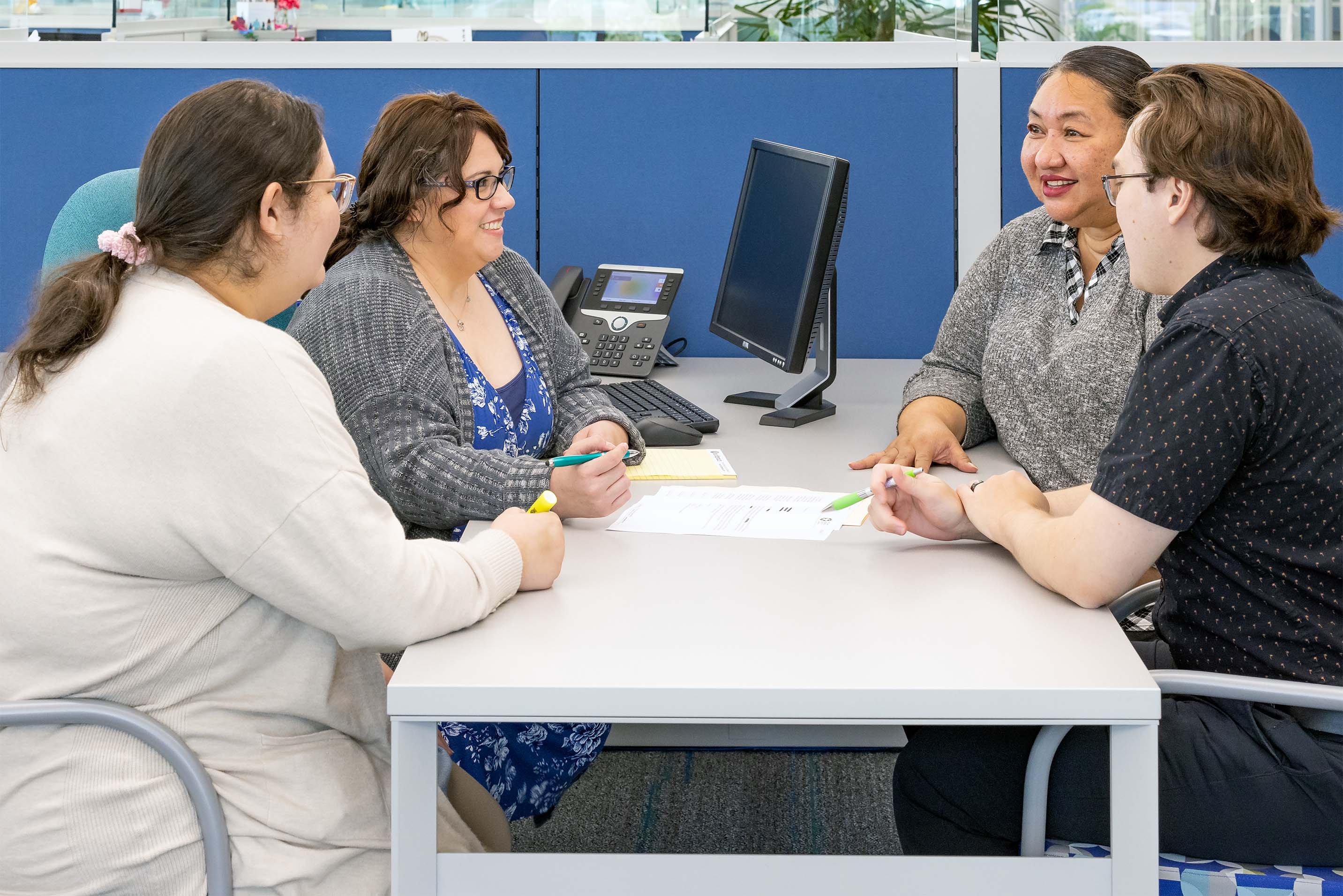 employees holding a meeting